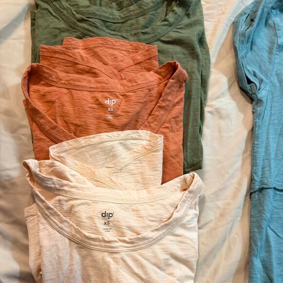 FOUR dip brand relaxed fit slub knit tees BIG XSMALL (green/teal/orange/peach) - Picture 2 of 11